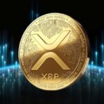 Golden XRP cryptocurrency coin displaying the distinctive