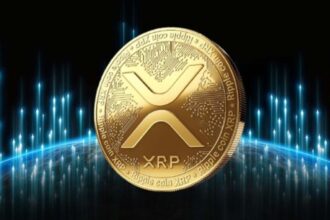 Golden XRP cryptocurrency coin displaying the distinctive