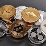 Shiba Inu dog with upward trending price chart and burning coins
