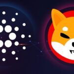 Cardano and Shiba Inu logo symbols on dark background