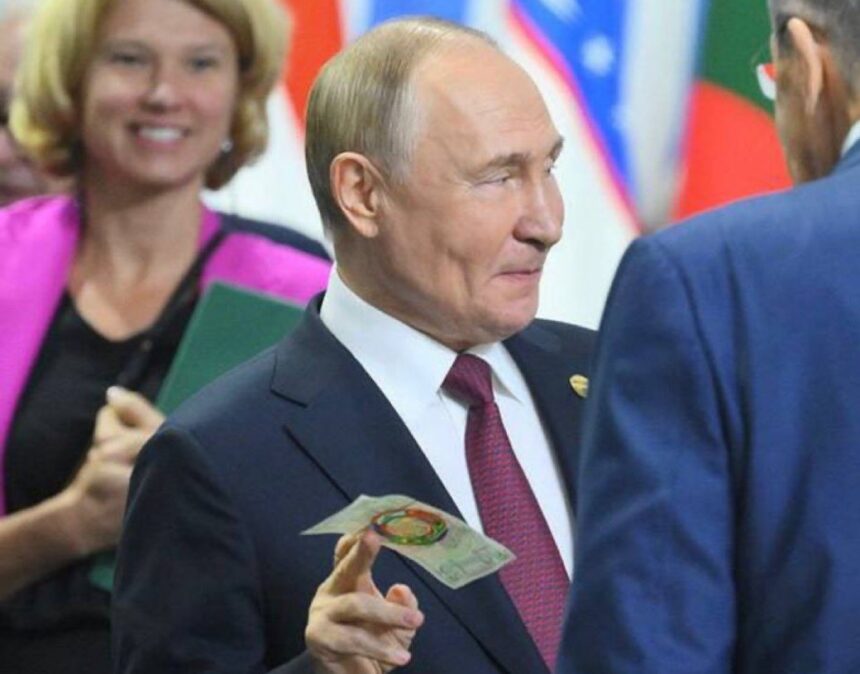 vladimir putin russia president brics currency bill mockup