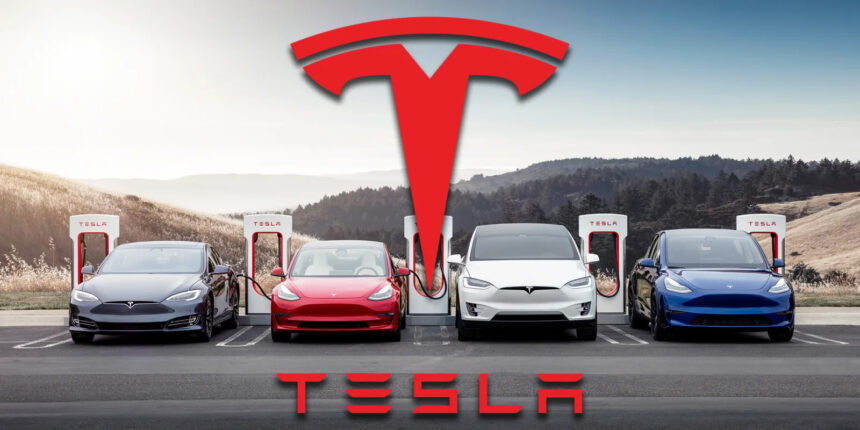 Tesla cars with testla logo