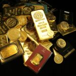 Gold coins and bars