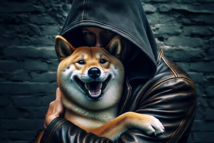 Kusama holding Shiba Inu