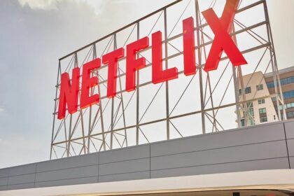 Netflix logo on building