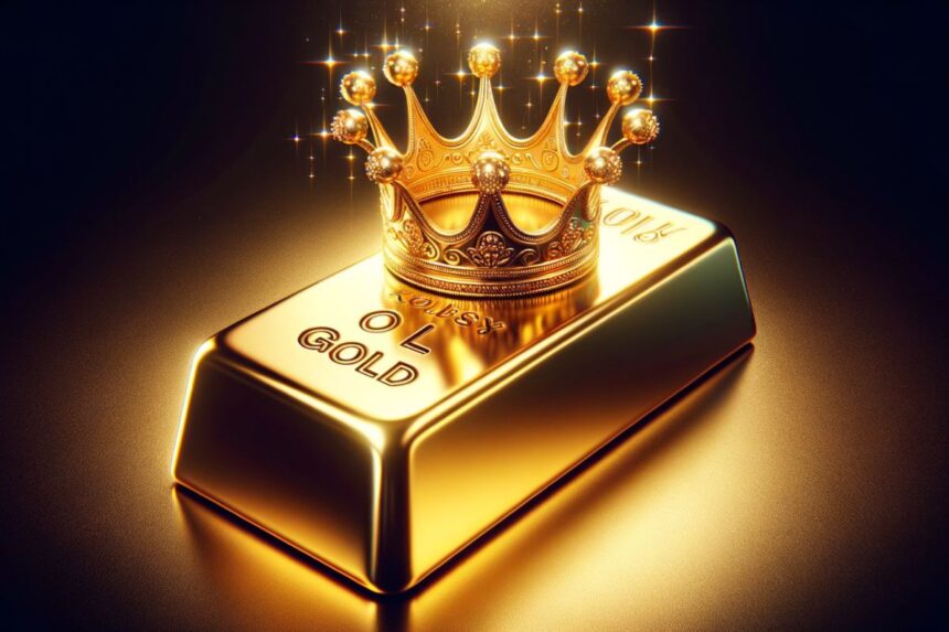 gold bar wearing a crown