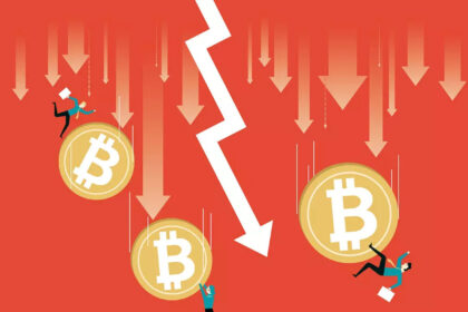 Bitcoin crash red background