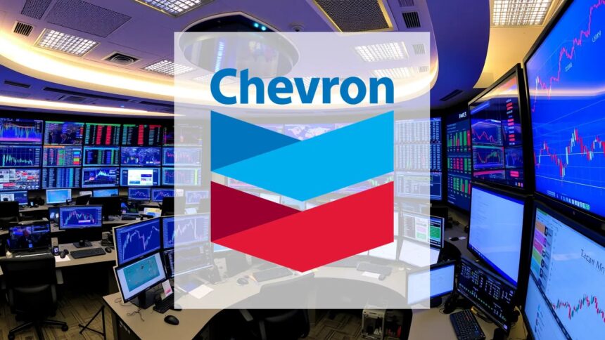 Chevron logo with stock market