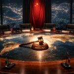 Golden Cardano ADA coin stacked with other coins against blue digital background