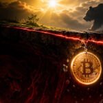 Bitcoin falling below the 200-week moving average bear market support line illustration