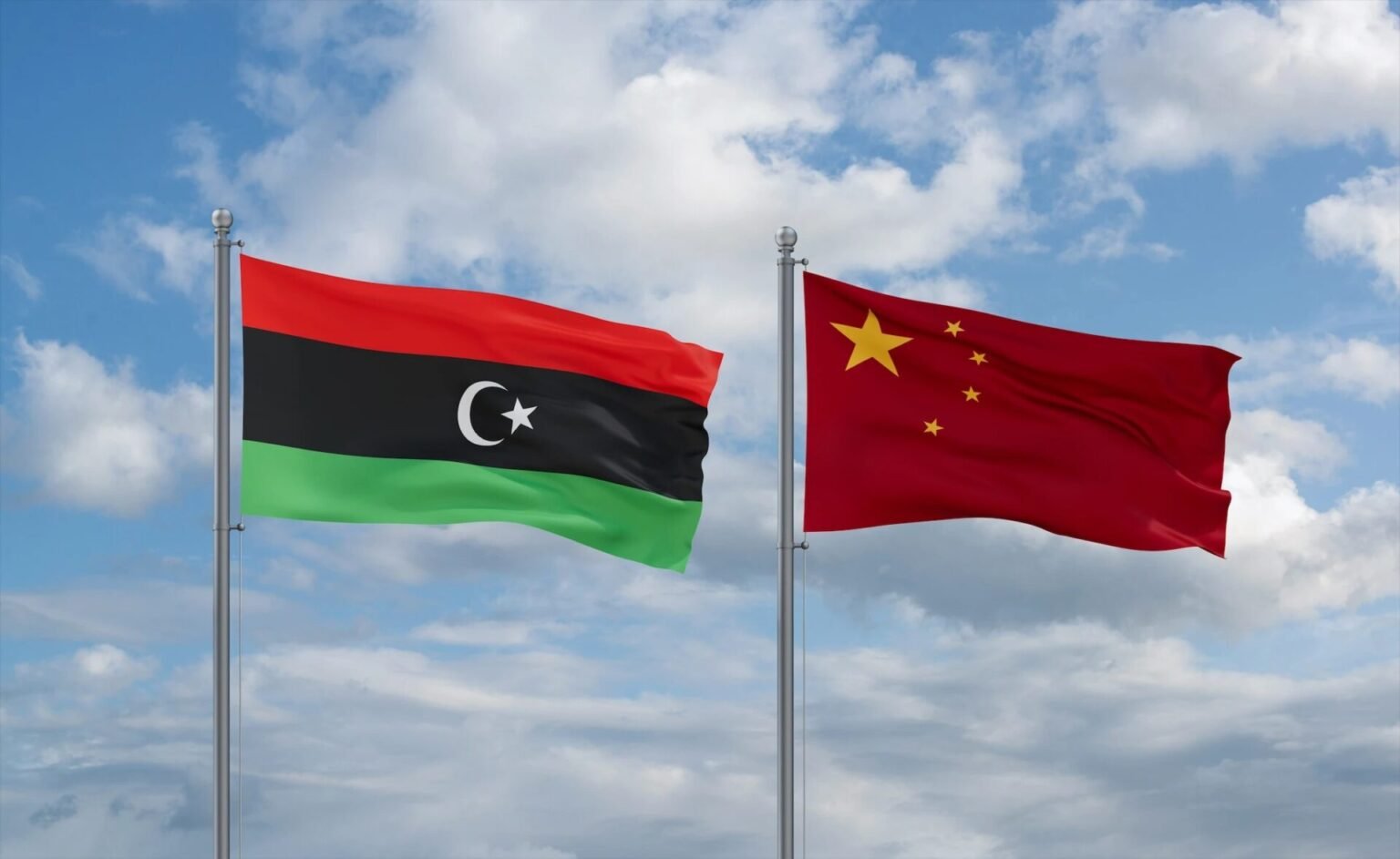China Libya Flags