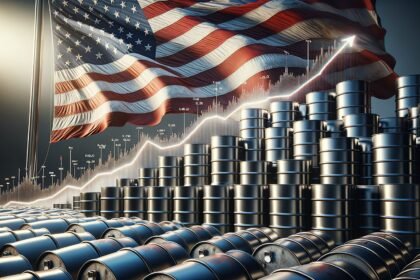 Oil Price Surge with barells and american flag