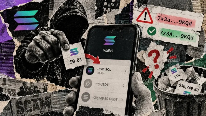 A Solana wallet tested a fake address with $10, then sent it $30,750